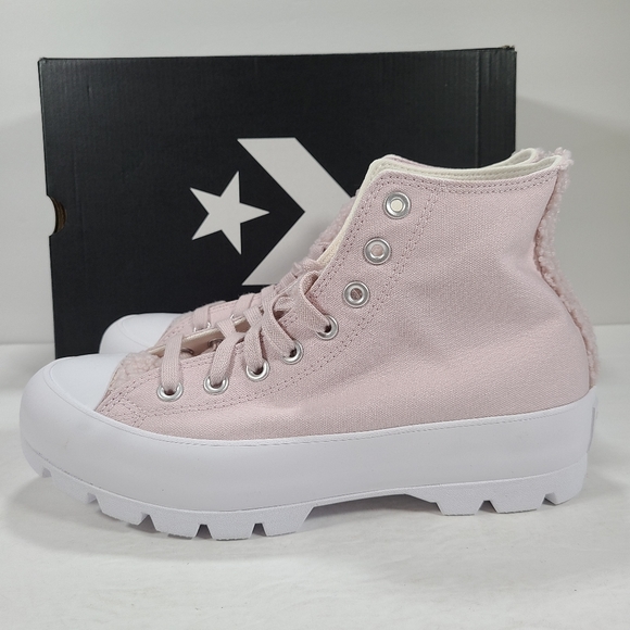 Converse CTAS Lugged Hi Barely Rose White Chunky High Top Sneaker Women Size 9.5 - Picture 6 of 12